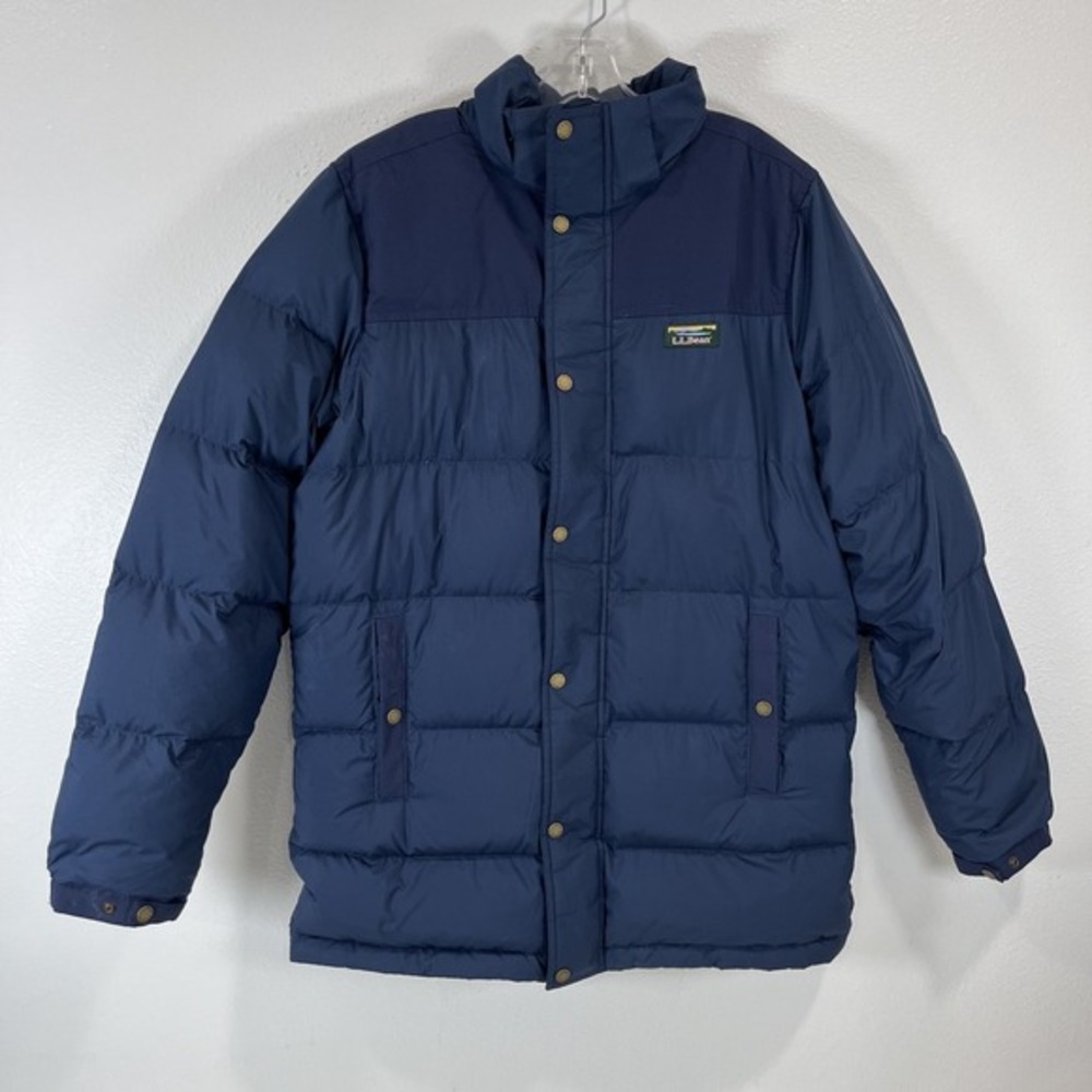 LL Bean Men M Navy‎ Mountain Classic Down Parka Coat Waterproof Insulated HR3-45